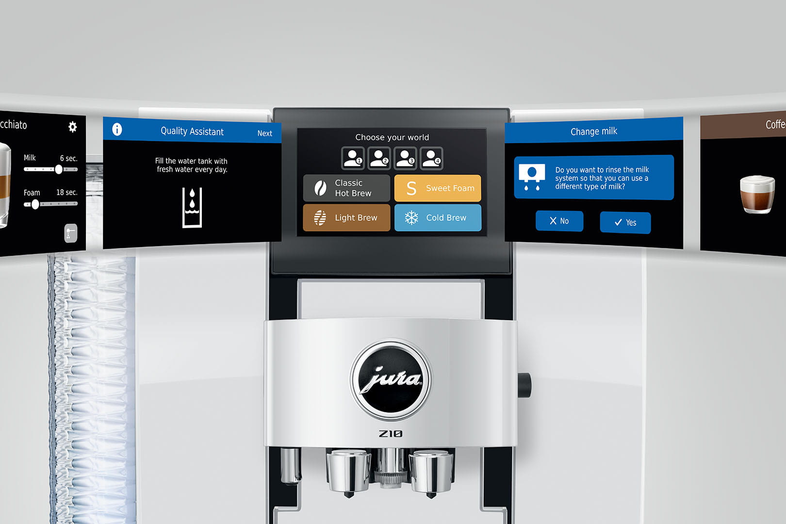 Różne ekrany menu w Z10 EB Diamond White